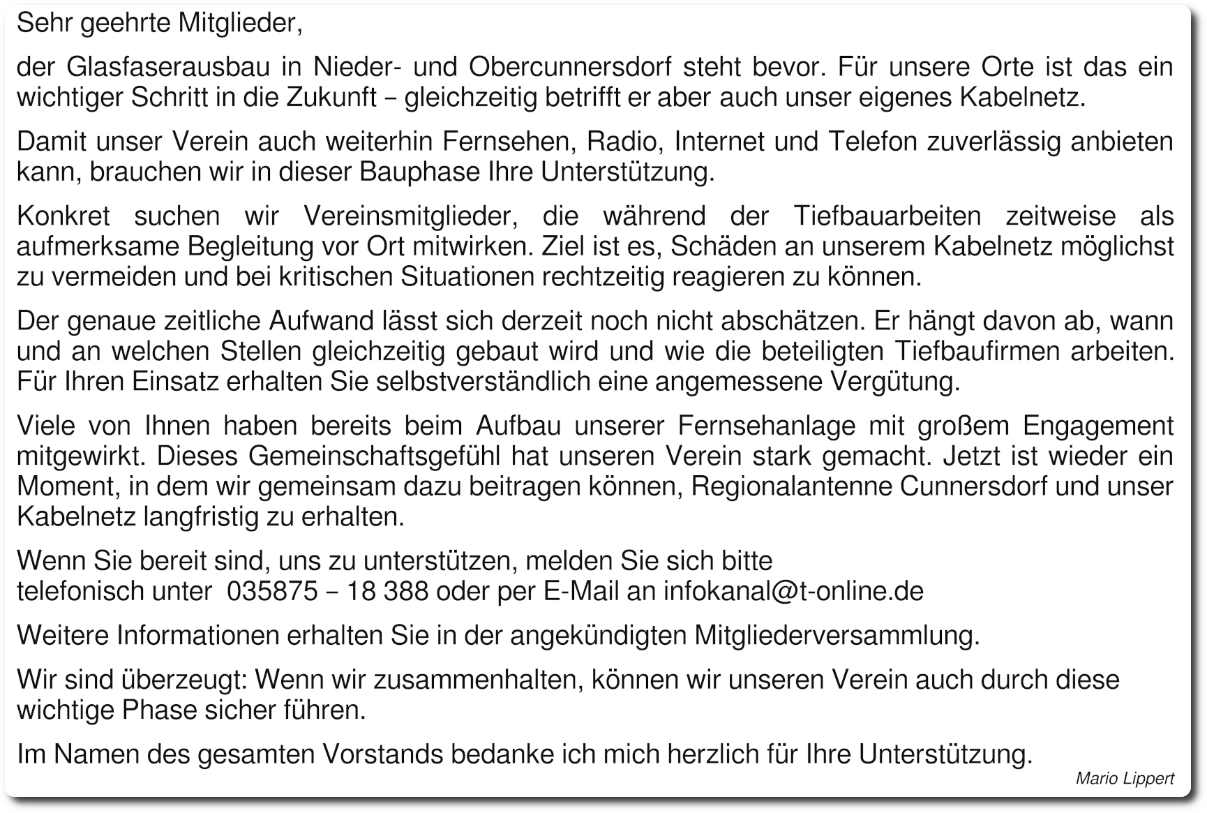 Mitgliederinformation